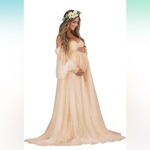 Elegant Cream Maternity Gown